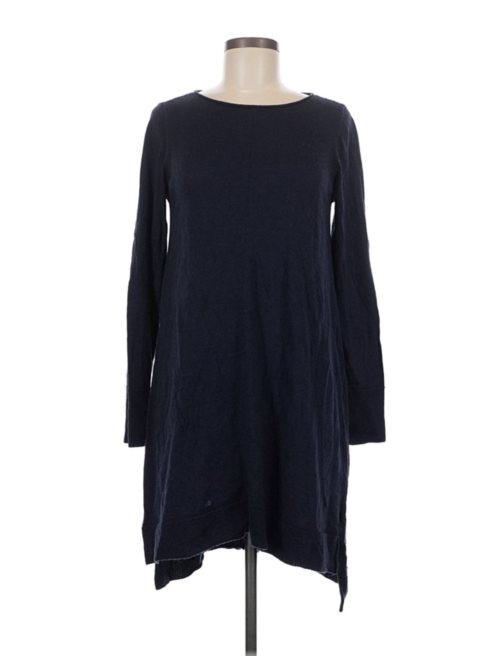 Eileen Fisher Wool Navy Long-Sleeve A-Line Knit Dress